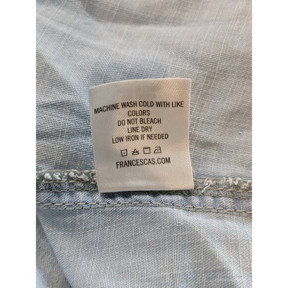 Harper Retro Denim Top XS‎ Blue Tie Front Button Up Short Sleeve Casual V-Neck - Picture 5 of 9